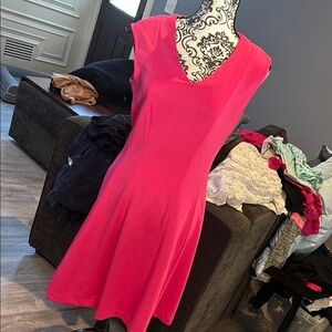 Sandra Darren Vibrant Pink Midi Dress